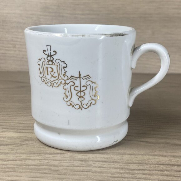 Vintage Pharmacy Mug Pharmacist RX Medical Gold Trim Coffee Cup - Picture 1 of 7
